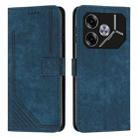 For Tecno Pova 6 Skin Feel Stripe Pattern Leather Phone Case with Long Lanyard(Blue) - 1