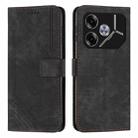 For Tecno Pova 6 Skin Feel Stripe Pattern Leather Phone Case with Long Lanyard(Black) - 1