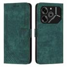 For Tecno Pova 6 Pro Skin Feel Stripe Pattern Leather Phone Case with Long Lanyard(Green) - 1