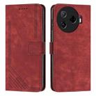 For Tecno Camon 30 Pro 5G Skin Feel Stripe Pattern Leather Phone Case with Long Lanyard(Red) - 1