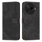 For Tecno Camon 30 Pro 5G Skin Feel Stripe Pattern Leather Phone Case with Long Lanyard(Black) - 1