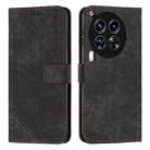 For Tecno Camon 30 4G / 5G Skin Feel Stripe Pattern Leather Phone Case with Long Lanyard(Black) - 1