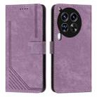For Tecno Camon 30 4G / 5G Skin Feel Stripe Pattern Leather Phone Case with Long Lanyard(Purple) - 1