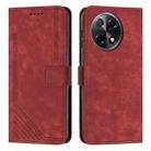 For Tecno Camon 30S Skin Feel Stripe Pattern Leather Phone Case with Long Lanyard(Red) - 1