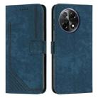 For Tecno Camon 30S Skin Feel Stripe Pattern Leather Phone Case with Long Lanyard(Blue) - 1
