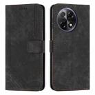 For Tecno Camon 30S Skin Feel Stripe Pattern Leather Phone Case with Long Lanyard(Black) - 1