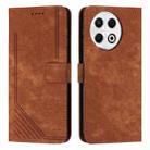 For Tecno Spark 30 Pro Skin Feel Stripe Pattern Leather Phone Case with Long Lanyard(Brown) - 1