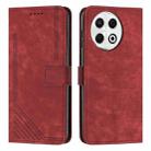 For Tecno Spark 30 Pro Skin Feel Stripe Pattern Leather Phone Case with Long Lanyard(Red) - 1