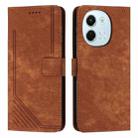 For Tecno Spark 30 5G Skin Feel Stripe Pattern Leather Phone Case with Long Lanyard(Brown) - 1