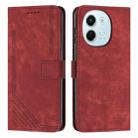 For Tecno Spark 30 5G Skin Feel Stripe Pattern Leather Phone Case with Long Lanyard(Red) - 1