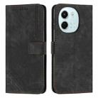 For Tecno Spark 30 5G Skin Feel Stripe Pattern Leather Phone Case with Long Lanyard(Black) - 1