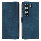 For Tecno Camon 40 4G Skin Feel Stripe Pattern Leather Phone Case with Long Lanyard(Blue) - 1