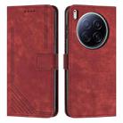 For Tecno Camon 40 Premier Skin Feel Stripe Pattern Leather Phone Case with Long Lanyard(Red) - 1
