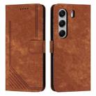 For Tecno Camon 40 Pro 5G Skin Feel Stripe Pattern Leather Phone Case with Long Lanyard(Brown) - 1