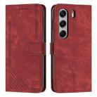 For Tecno Camon 40 Pro 5G Skin Feel Stripe Pattern Leather Phone Case with Long Lanyard(Red) - 1