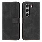 For Tecno Camon 40 Pro 5G Skin Feel Stripe Pattern Leather Phone Case with Long Lanyard(Black) - 1