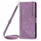 For Tecno Camon 40 Pro 5G Skin Feel Stripe Pattern Leather Phone Case with Long Lanyard(Purple) - 2