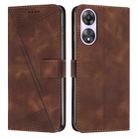 For OPPO A58 / A78 Dream Triangle Leather Phone Case with Long  Lanyard(Brown) - 1