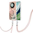 For Huawei Mate 60 Electroplating Marble Dual-side IMD Phone Case with Lanyard(Rose Gold 015) - 1