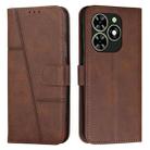 For Tecno Spark Go 2024 / POP 8 Stitching Calf Texture Buckle Leather Phone Case(Brown) - 1