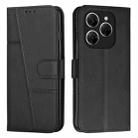 For Tecno Spark 20 Pro 5G Stitching Calf Texture Buckle Leather Phone Case(Black) - 1