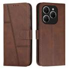 For Tecno Spark 20 Pro 5G Stitching Calf Texture Buckle Leather Phone Case(Brown) - 1