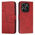 For Tecno Spark 20 Pro 5G Stitching Calf Texture Buckle Leather Phone Case(Red) - 1