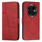 For Tecno Spark 30C Stitching Calf Texture Buckle Leather Phone Case(Red) - 1