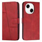 For Tecno Spark Go 1 Stitching Calf Texture Buckle Leather Phone Case(Red) - 1