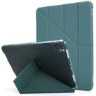 For iPad Air 13 2024 / Pro 12.9 2022 / 2021 Multi-folding TPU Leather Tablet Case with Holder & Pen Slot(Deep Green) - 1