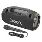 hoco HA3 Drum TWS Bluetooth 5.0 Speaker Support TF Card / AUX, with Wired Microphone(Black) - 1