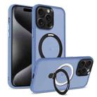 For iPhone 15 Pro Max Skin-feel MagSafe Holder PC Hybrid TPU Phone Case(Blue) - 1