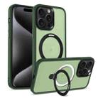 For iPhone 15 Pro Max Skin-feel MagSafe Holder PC Hybrid TPU Phone Case(Green) - 1