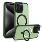 For iPhone 15 Pro Skin-feel MagSafe Holder PC Hybrid TPU Phone Case(Green) - 1