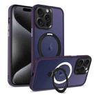 For iPhone 15 Pro Skin-feel MagSafe Holder PC Hybrid TPU Phone Case(Dark Purple) - 1