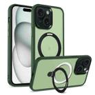 For iPhone 15 Skin-feel MagSafe Holder PC Hybrid TPU Phone Case(Green) - 1