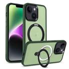 For iPhone 14 Plus Skin-feel MagSafe Holder PC Hybrid TPU Phone Case(Green) - 1