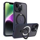 For iPhone 14 Plus MagSafe Holder Skin-feel PC Hybrid TPU Phone Case(Dark Blue) - 1