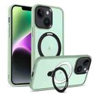 For iPhone 14 Plus Skin-feel MagSafe Holder PC Hybrid TPU Phone Case(Matcha Green) - 1