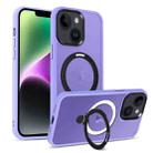 For iPhone 14 Plus Skin-feel MagSafe Holder PC Hybrid TPU Phone Case(Purple) - 1