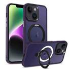 For iPhone 14 Skin-feel MagSafe Holder PC Hybrid TPU Phone Case(Dark Purple) - 1