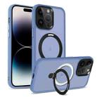 For iPhone 14 Pro Skin-feel MagSafe Holder PC Hybrid TPU Phone Case(Blue) - 1