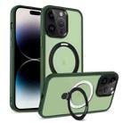 For iPhone 14 Pro Max Skin-feel MagSafe Holder PC Hybrid TPU Phone Case(Green) - 1