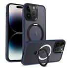 For iPhone 14 Pro Max MagSafe Holder Skin-feel PC Hybrid TPU Phone Case(Dark Blue) - 1