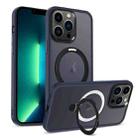 For iPhone 13 Pro Max MagSafe Holder Skin-feel PC Hybrid TPU Phone Case(Dark Blue) - 1