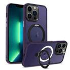 For iPhone 13 Pro Max MagSafe Holder Skin-feel PC Hybrid TPU Phone Case(Dark Purple) - 1