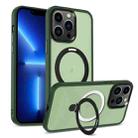 For iPhone 13 Pro Skin-feel MagSafe Holder PC Hybrid TPU Phone Case(Green) - 1