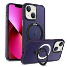 For iPhone 13 MagSafe Holder Skin-feel PC Hybrid TPU Phone Case(Dark Purple) - 1