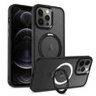 For iPhone 12 Pro Skin-feel MagSafe Holder PC Hybrid TPU Phone Case(Black) - 1