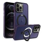 For iPhone 12 Pro MagSafe Holder Skin-feel PC Hybrid TPU Phone Case(Dark Purple) - 1